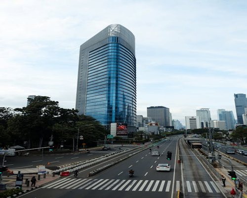A street view of an office building in Jakarta