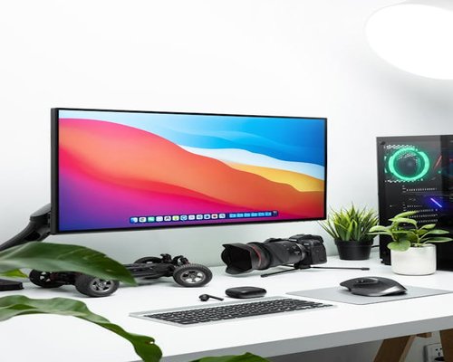 A clean desk setup showing comfortable viewing distance